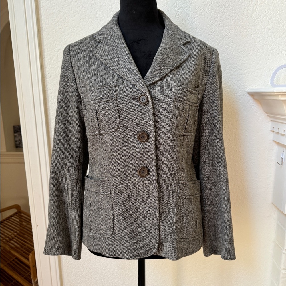 Tweed Wool Blazer in black and cream